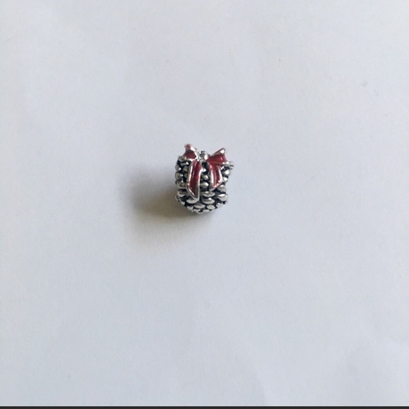 Holiday Christmas Pinecone Bow Bead Charm - Picture 2 of 3